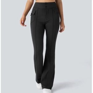 Halara High Waisted Side Flap Pocket Flare Pants Black Size Medium